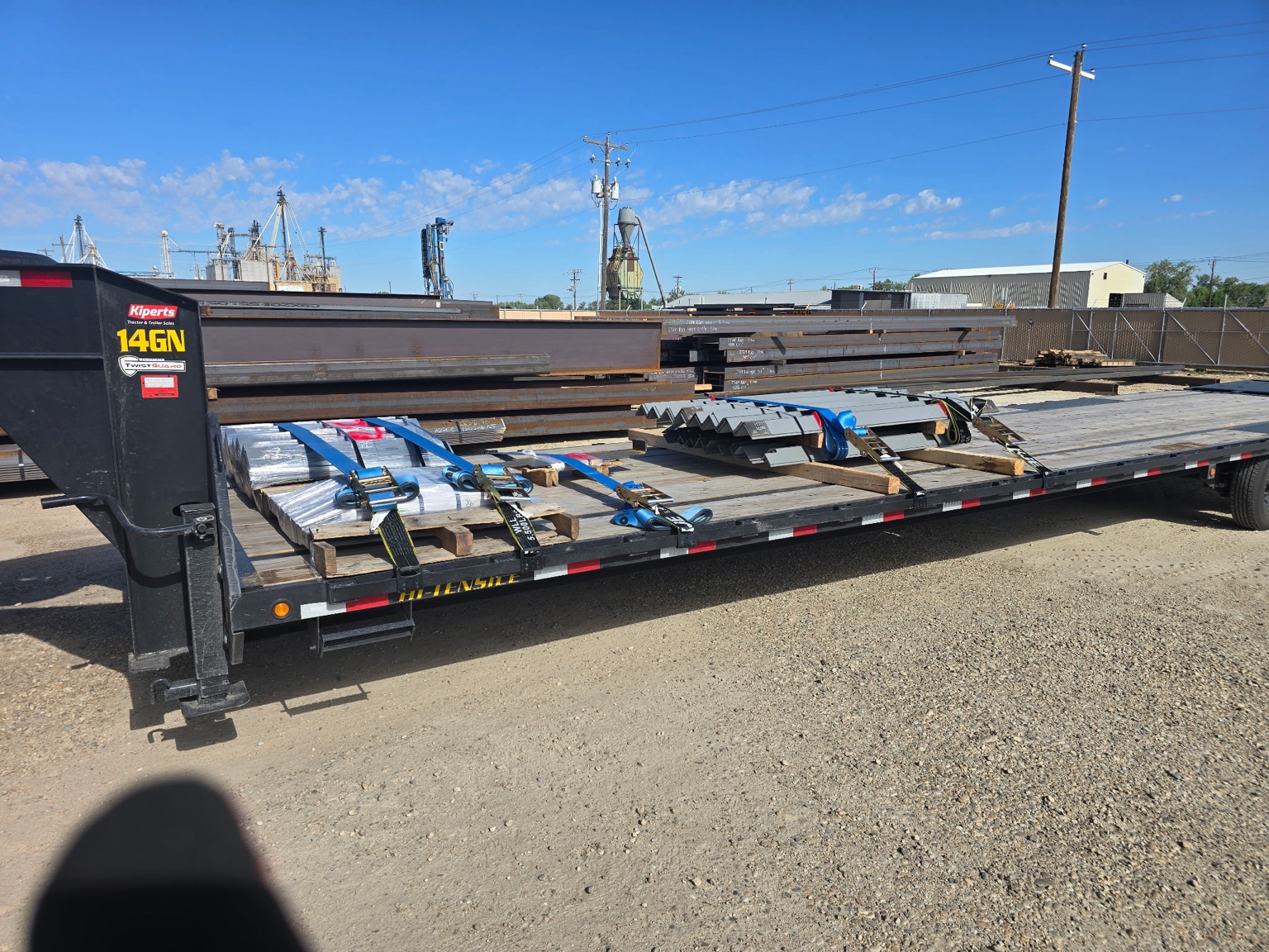 Industrial freight secured on trailer