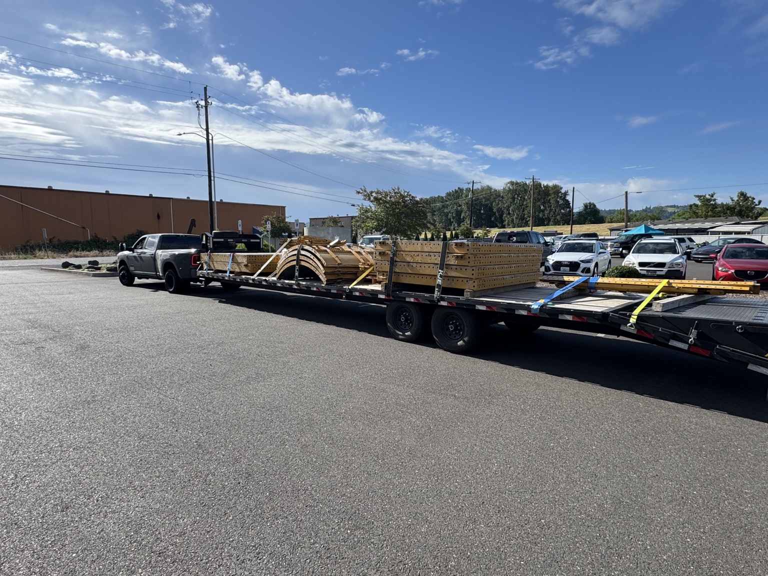 Construction forms on trailer
