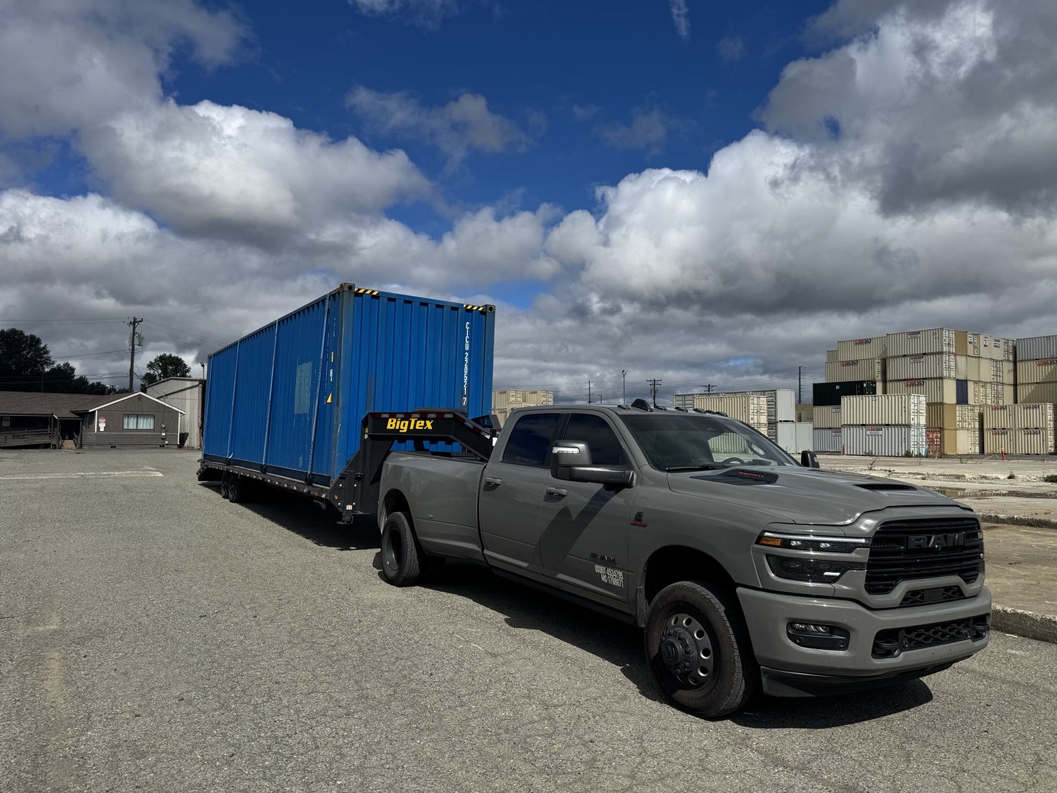 Shipping container transported by Macedo Hauling